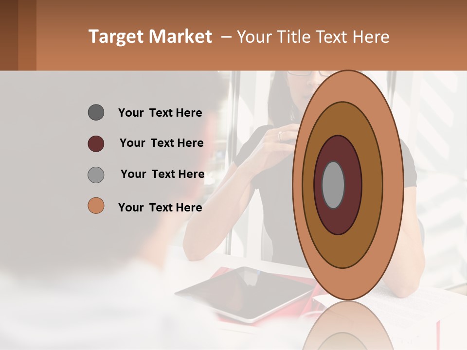 A Woman Sitting At A Table Talking To A Man PowerPoint Template