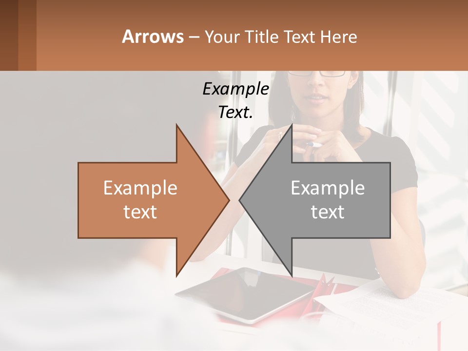 A Woman Sitting At A Table Talking To A Man PowerPoint Template