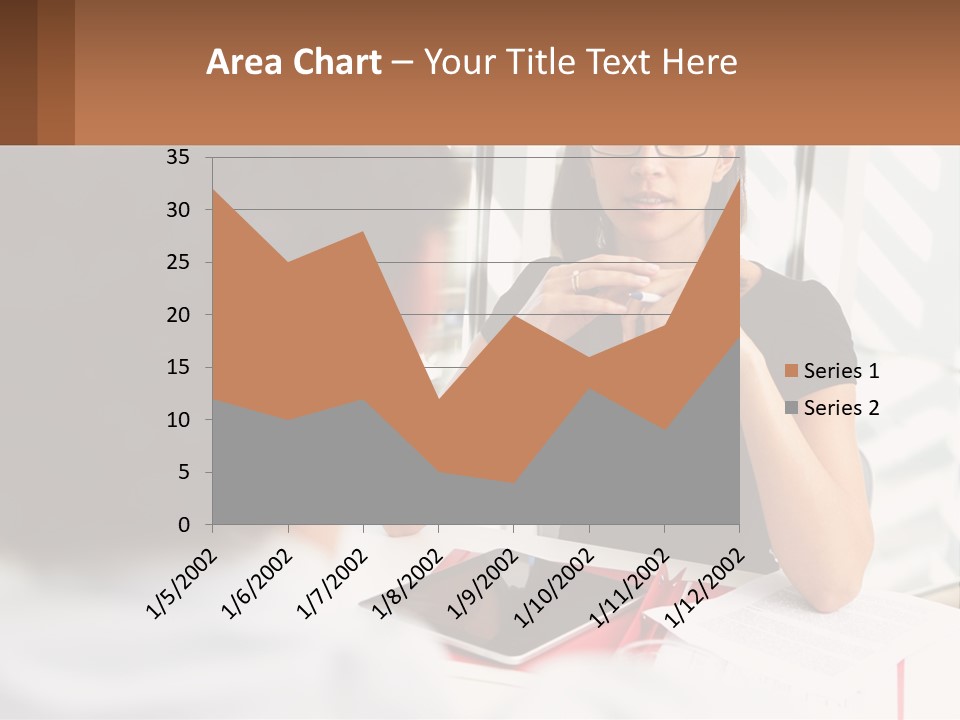 A Woman Sitting At A Table Talking To A Man PowerPoint Template