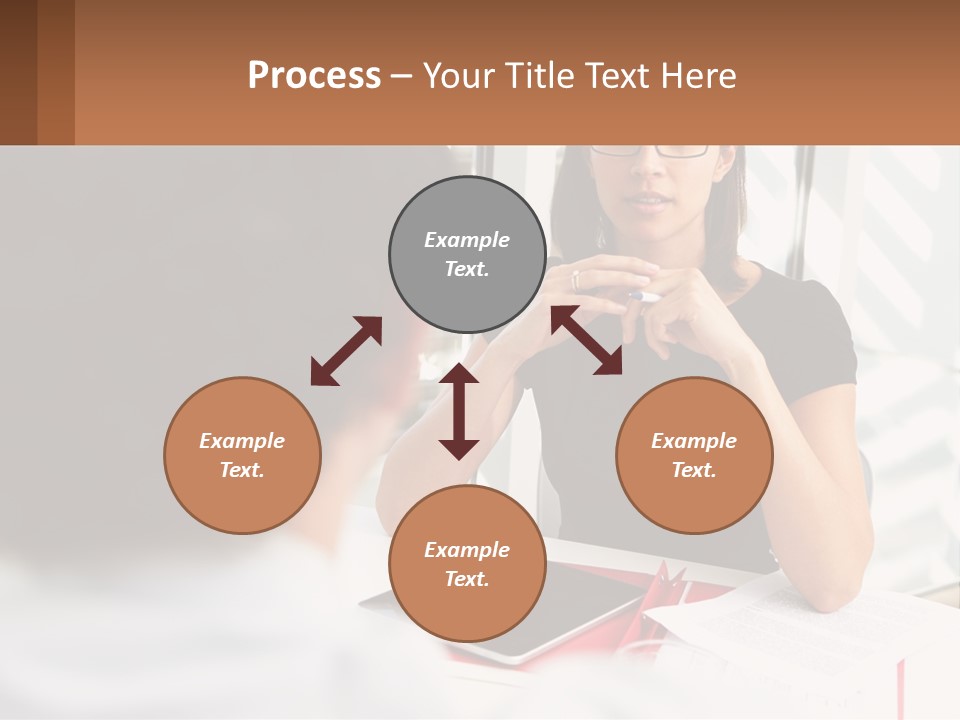 A Woman Sitting At A Table Talking To A Man PowerPoint Template