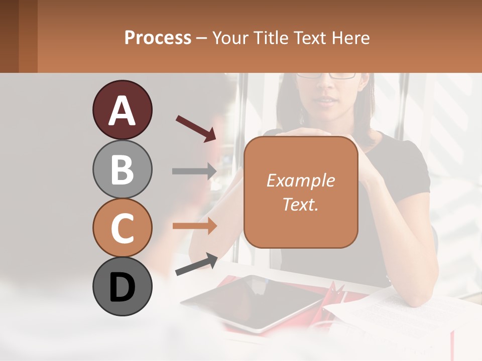 A Woman Sitting At A Table Talking To A Man PowerPoint Template