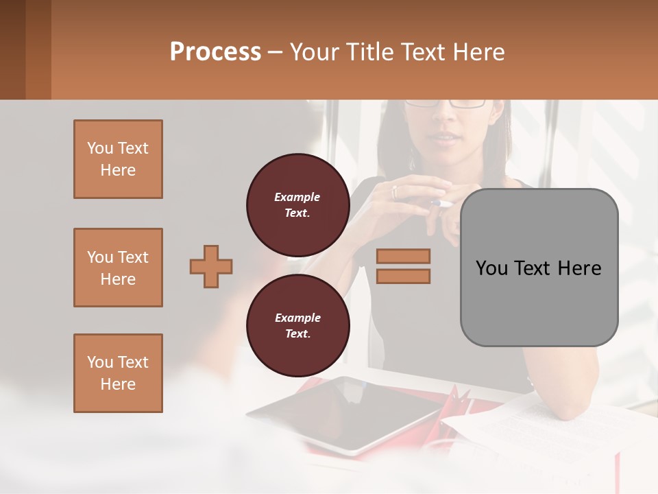 A Woman Sitting At A Table Talking To A Man PowerPoint Template