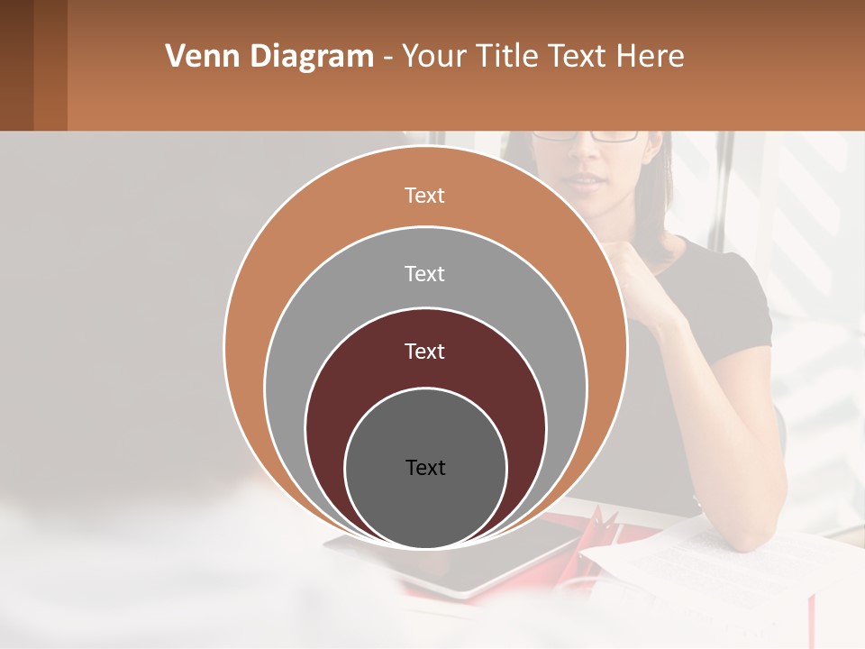 A Woman Sitting At A Table Talking To A Man PowerPoint Template