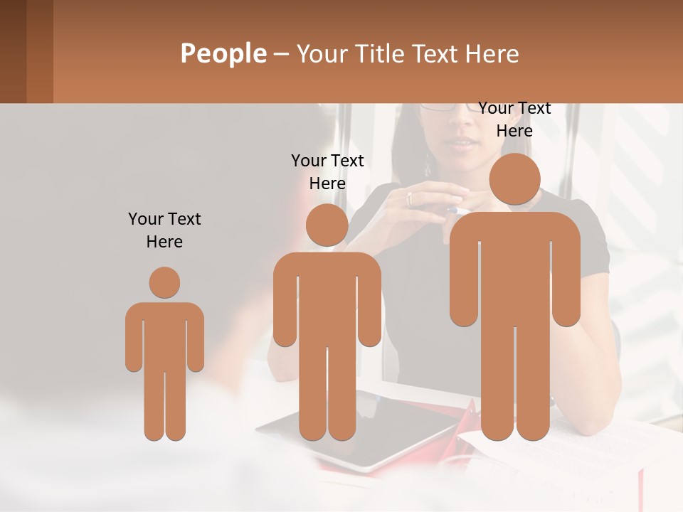 A Woman Sitting At A Table Talking To A Man PowerPoint Template