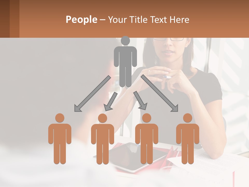 A Woman Sitting At A Table Talking To A Man PowerPoint Template