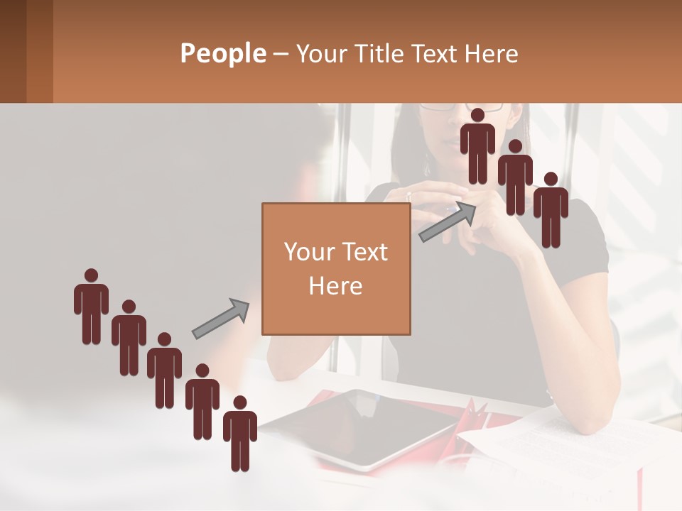 A Woman Sitting At A Table Talking To A Man PowerPoint Template