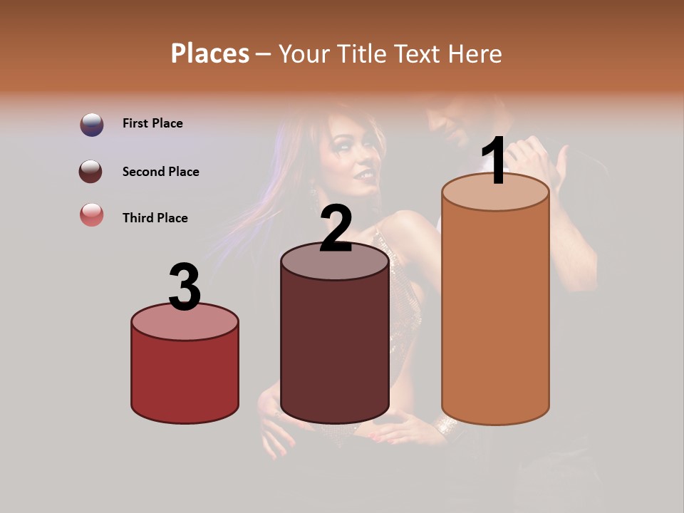 A Man Standing Next To A Woman With A Disco Ball On Her Head PowerPoint Template