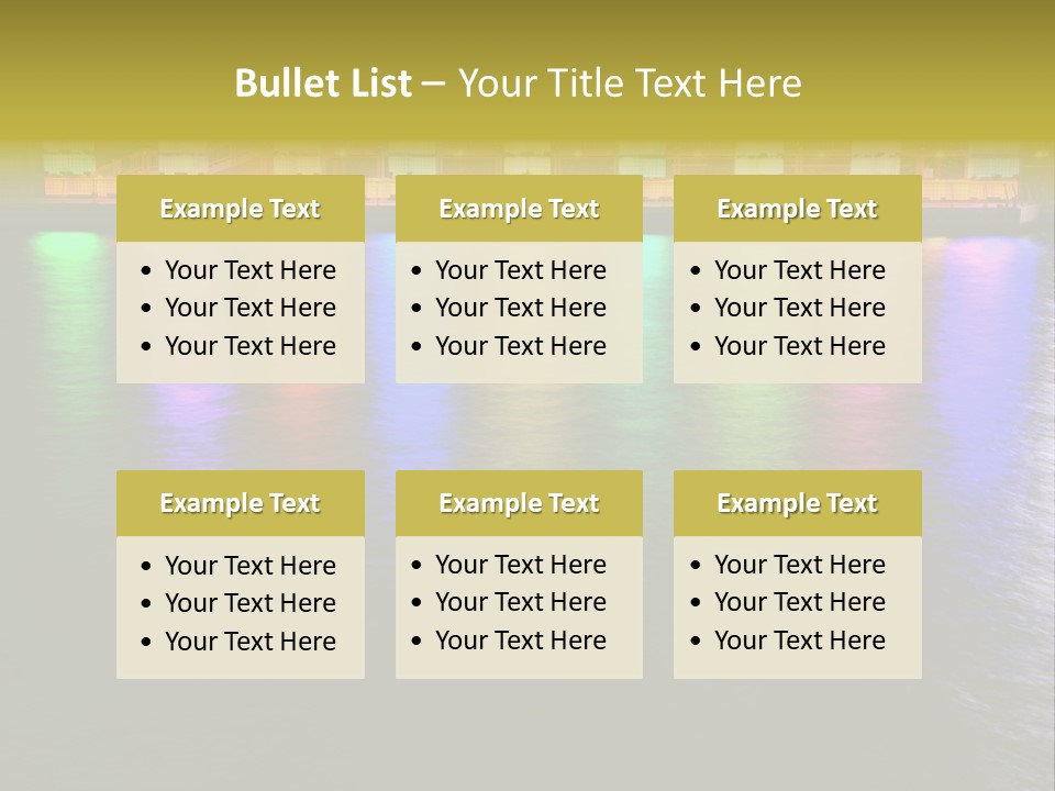 A Large Body Of Water With Colorful Lights On It PowerPoint Template