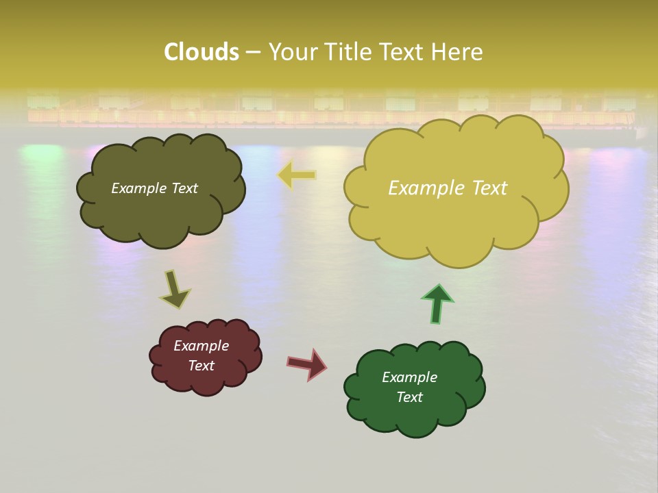 A Large Body Of Water With Colorful Lights On It PowerPoint Template