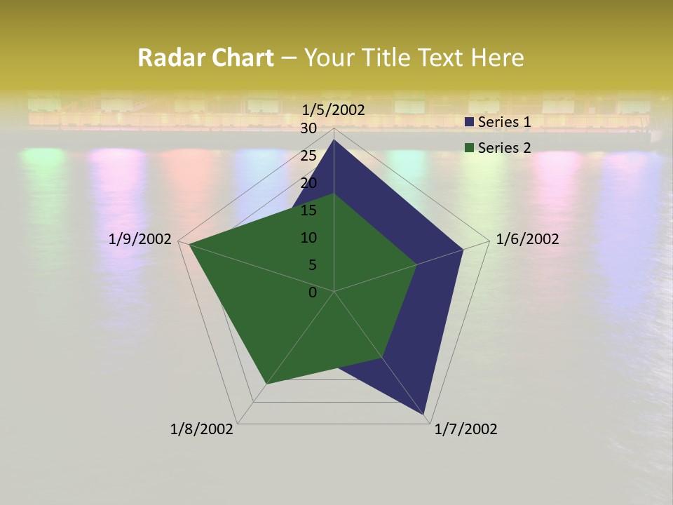 A Large Body Of Water With Colorful Lights On It PowerPoint Template