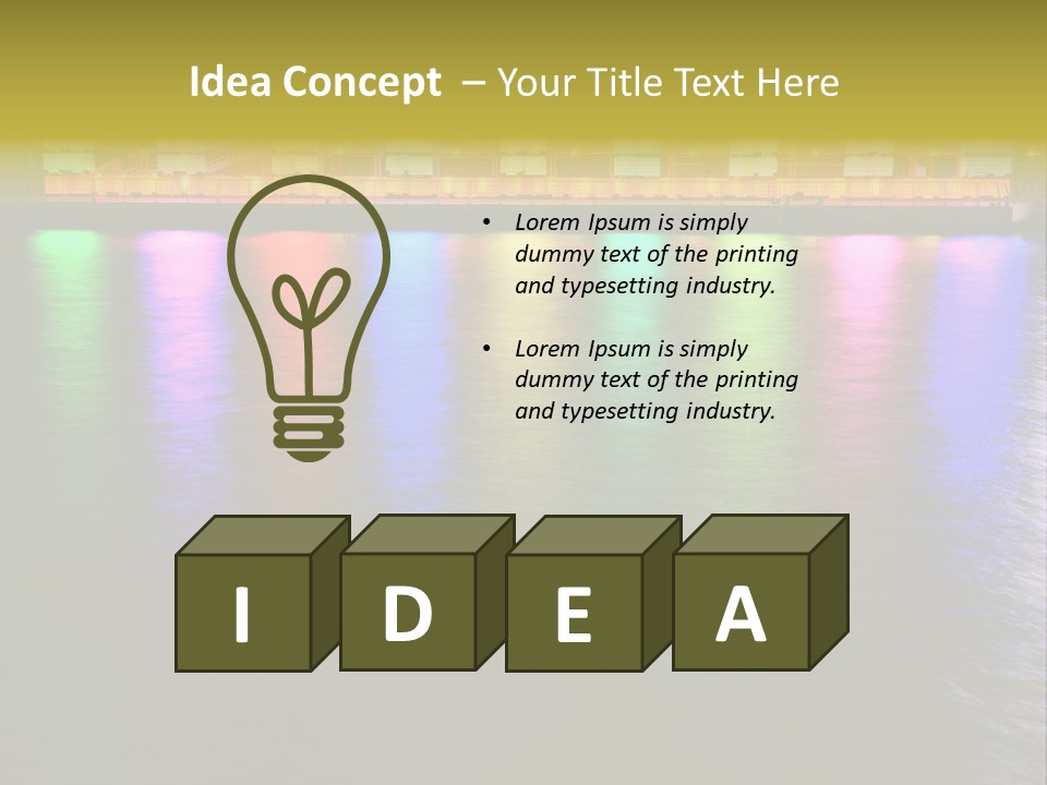 A Large Body Of Water With Colorful Lights On It PowerPoint Template