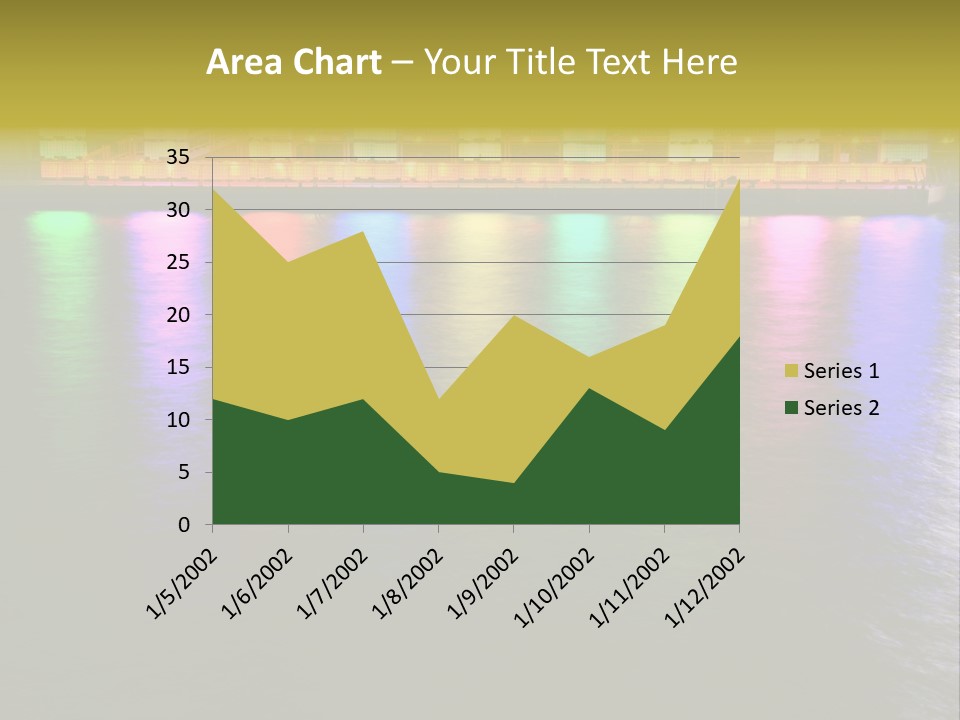 A Large Body Of Water With Colorful Lights On It PowerPoint Template
