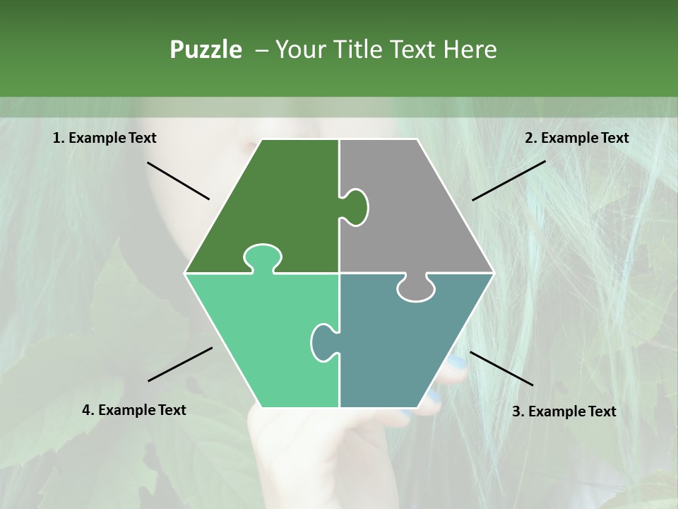 A Woman With Green Hair Is Holding Her Finger Up To Her Mouth PowerPoint Template