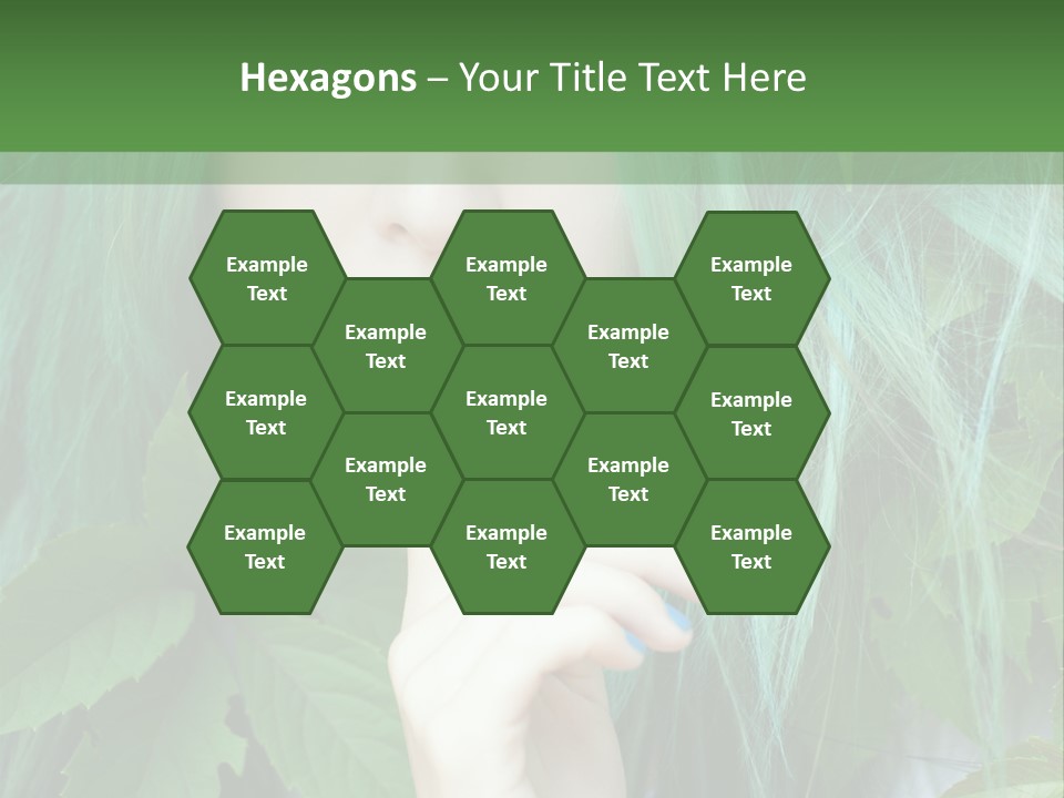 A Woman With Green Hair Is Holding Her Finger Up To Her Mouth PowerPoint Template