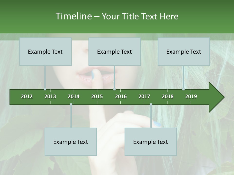 A Woman With Green Hair Is Holding Her Finger Up To Her Mouth PowerPoint Template