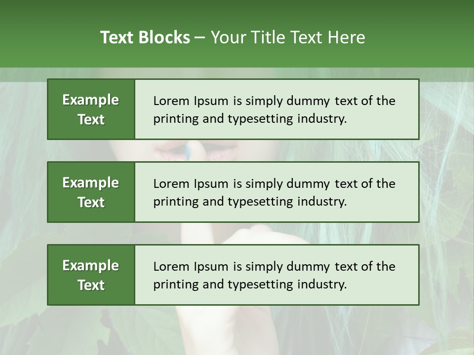 A Woman With Green Hair Is Holding Her Finger Up To Her Mouth PowerPoint Template