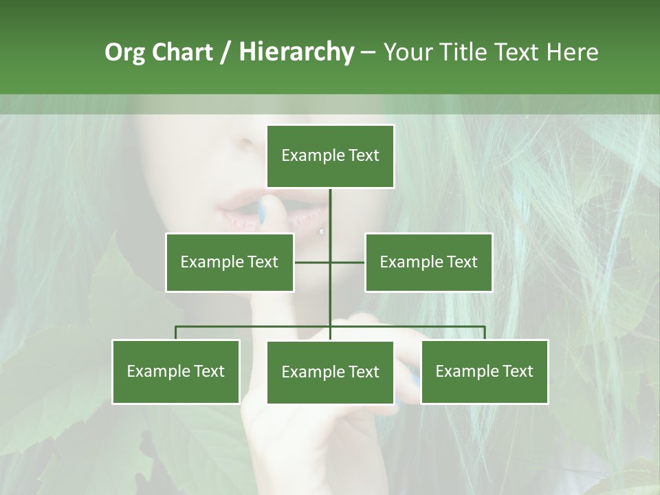 A Woman With Green Hair Is Holding Her Finger Up To Her Mouth PowerPoint Template