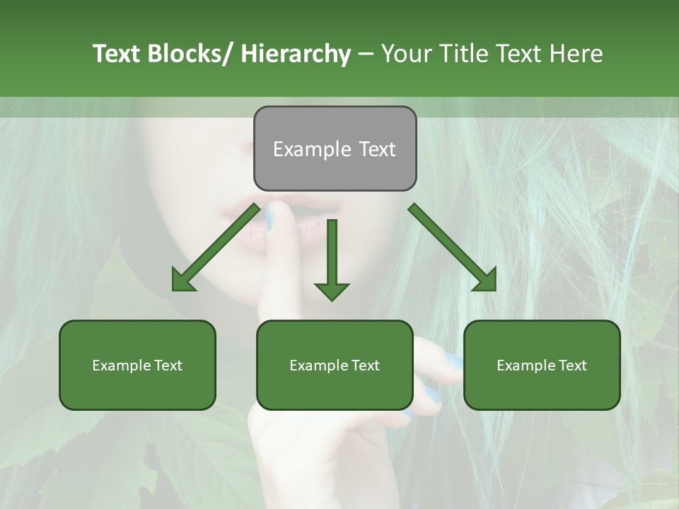 A Woman With Green Hair Is Holding Her Finger Up To Her Mouth PowerPoint Template