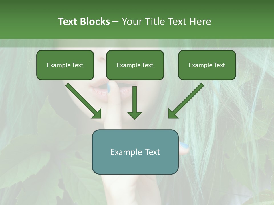 A Woman With Green Hair Is Holding Her Finger Up To Her Mouth PowerPoint Template