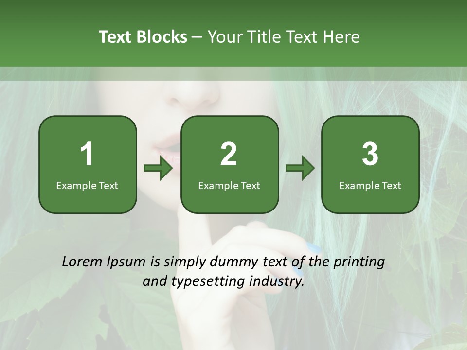 A Woman With Green Hair Is Holding Her Finger Up To Her Mouth PowerPoint Template