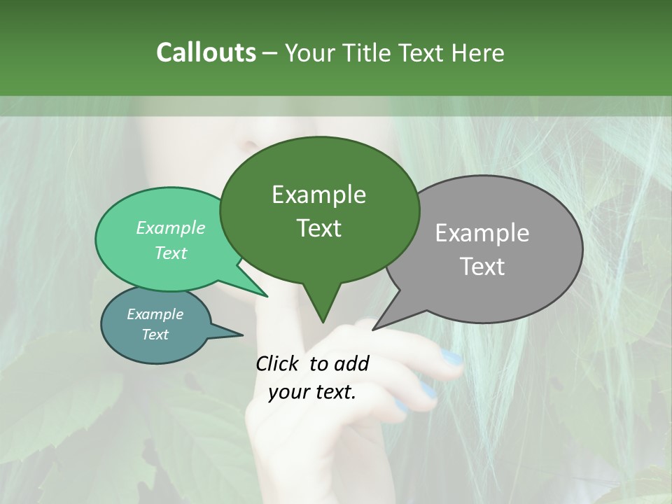 A Woman With Green Hair Is Holding Her Finger Up To Her Mouth PowerPoint Template