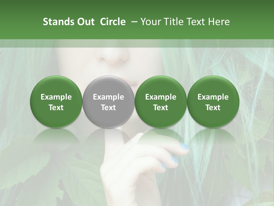 A Woman With Green Hair Is Holding Her Finger Up To Her Mouth PowerPoint Template