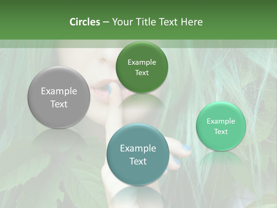 A Woman With Green Hair Is Holding Her Finger Up To Her Mouth PowerPoint Template