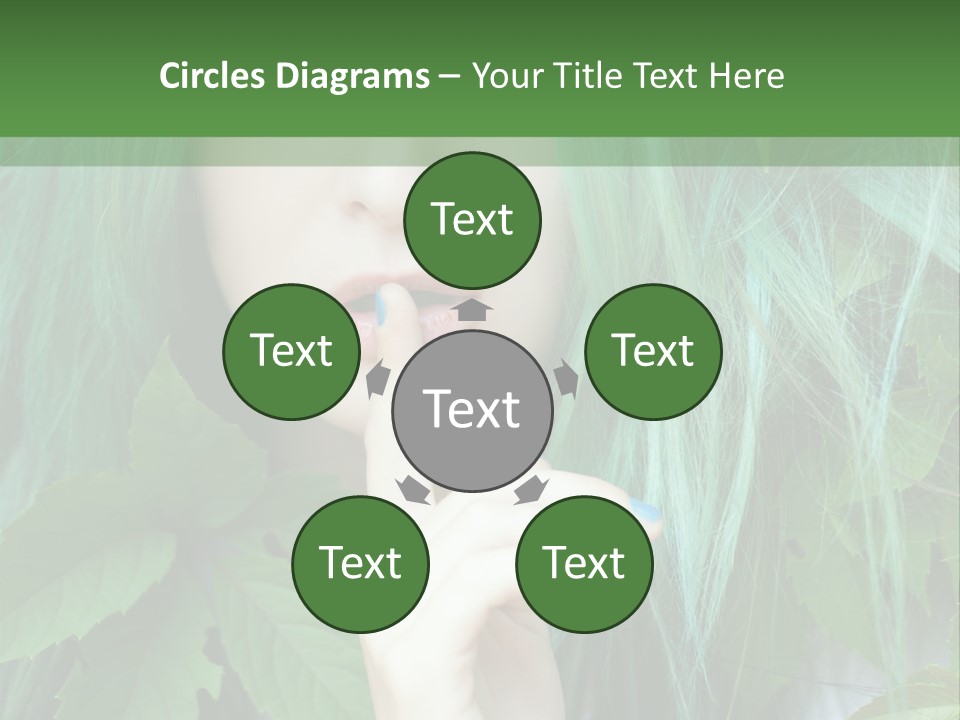 A Woman With Green Hair Is Holding Her Finger Up To Her Mouth PowerPoint Template