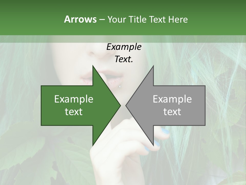 A Woman With Green Hair Is Holding Her Finger Up To Her Mouth PowerPoint Template