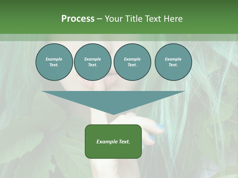 A Woman With Green Hair Is Holding Her Finger Up To Her Mouth PowerPoint Template