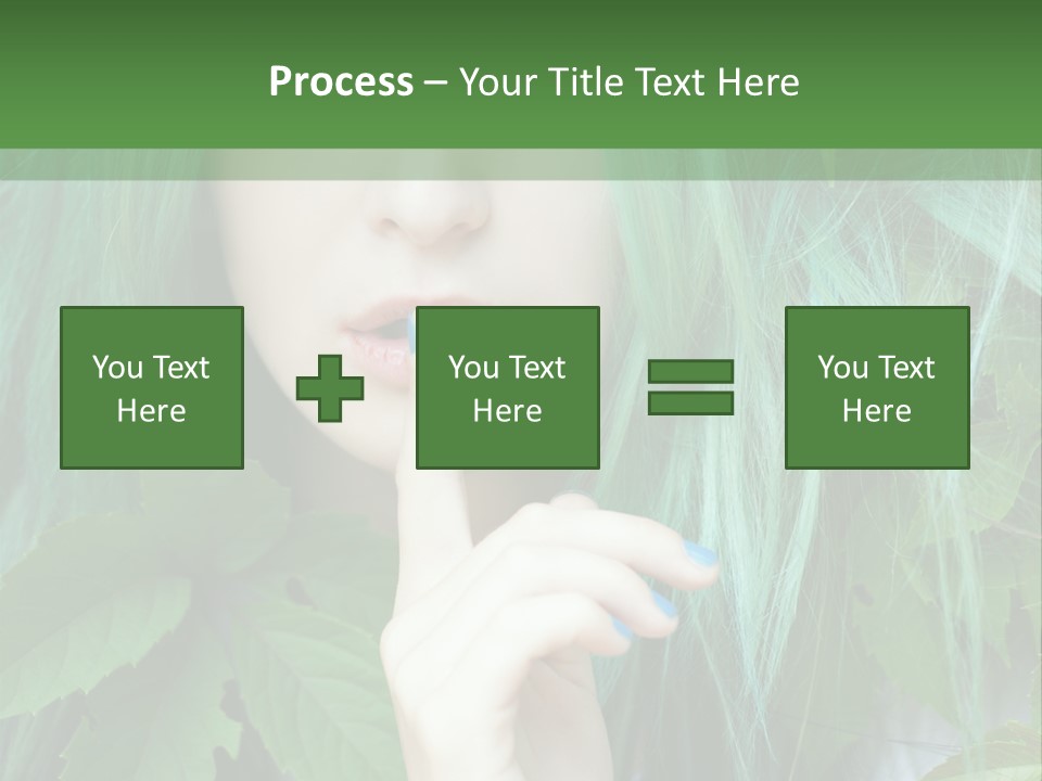 A Woman With Green Hair Is Holding Her Finger Up To Her Mouth PowerPoint Template