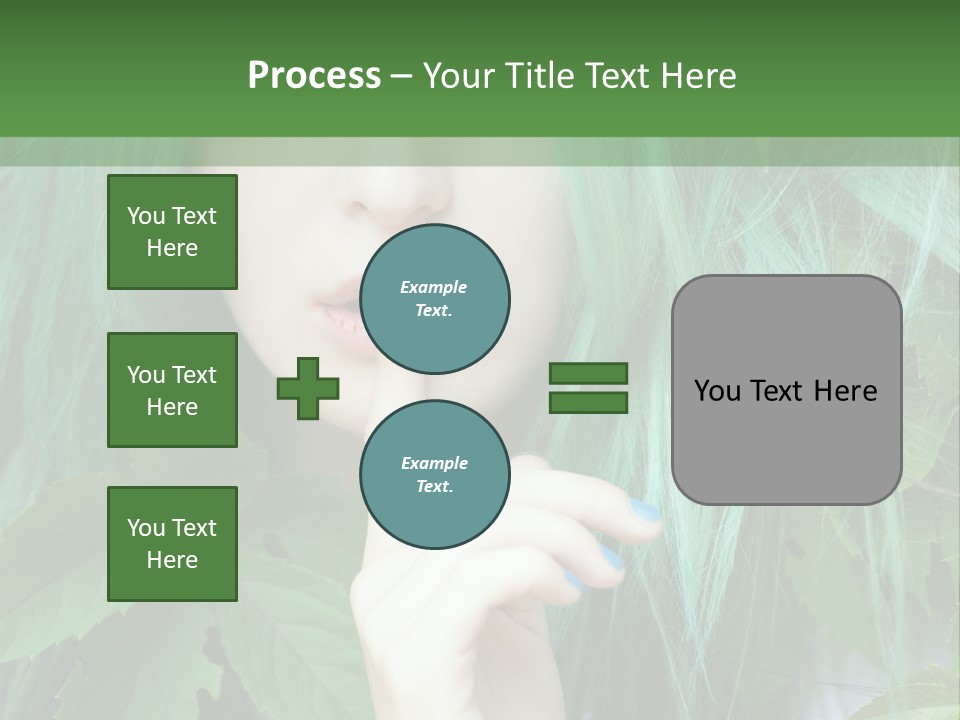 A Woman With Green Hair Is Holding Her Finger Up To Her Mouth PowerPoint Template