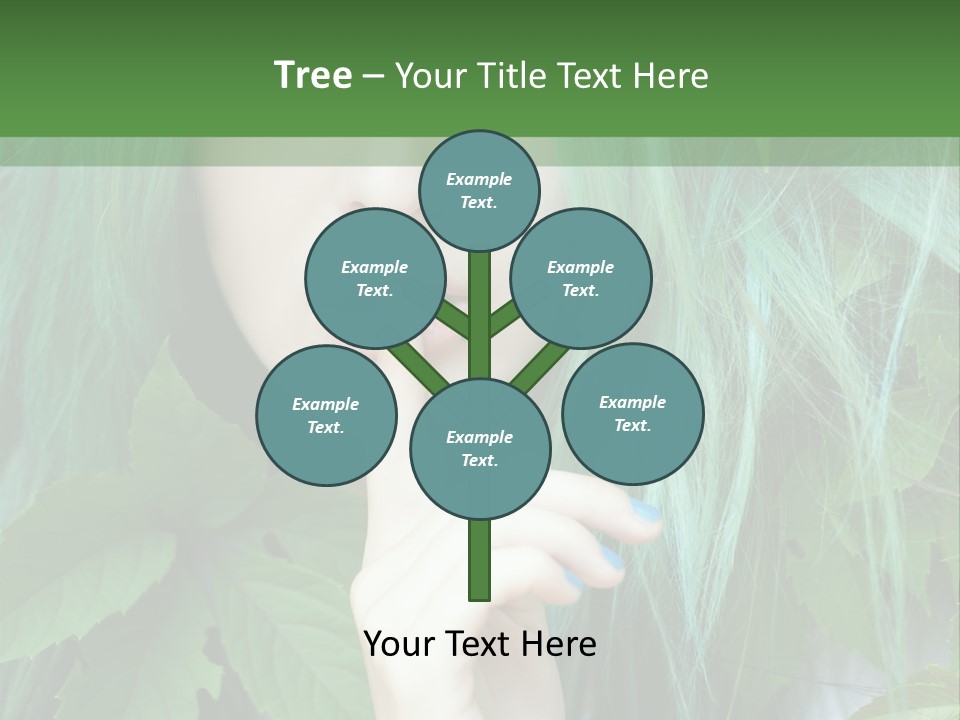 A Woman With Green Hair Is Holding Her Finger Up To Her Mouth PowerPoint Template