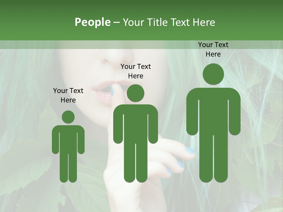 A Woman With Green Hair Is Holding Her Finger Up To Her Mouth PowerPoint Template