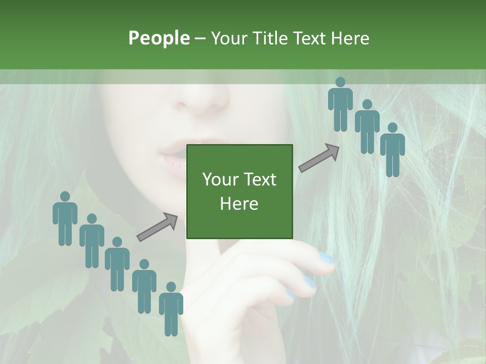 A Woman With Green Hair Is Holding Her Finger Up To Her Mouth PowerPoint Template