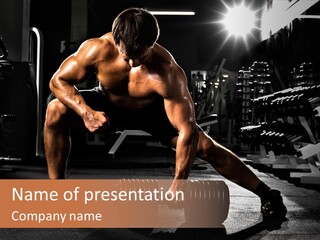 A Man Doing Push Ups In A Gym PowerPoint Template