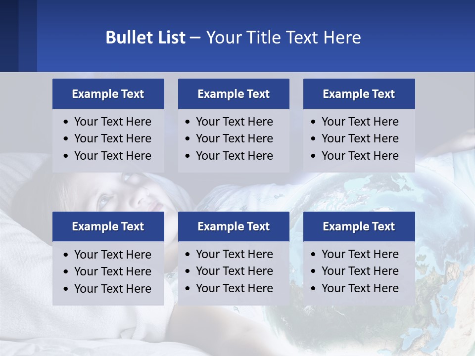 A Little Girl Laying In Bed With The Earth In Her Hands PowerPoint Template