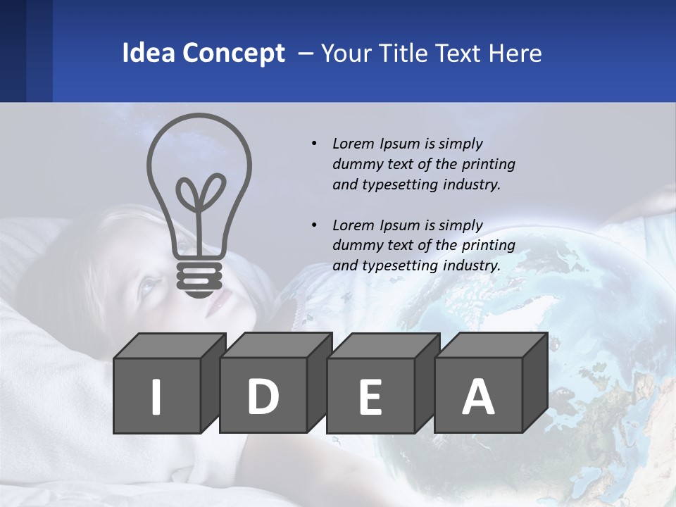 A Little Girl Laying In Bed With The Earth In Her Hands PowerPoint Template