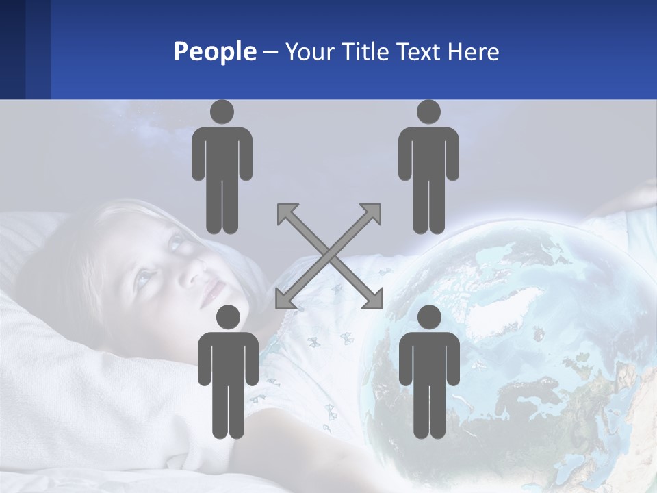 A Little Girl Laying In Bed With The Earth In Her Hands PowerPoint Template