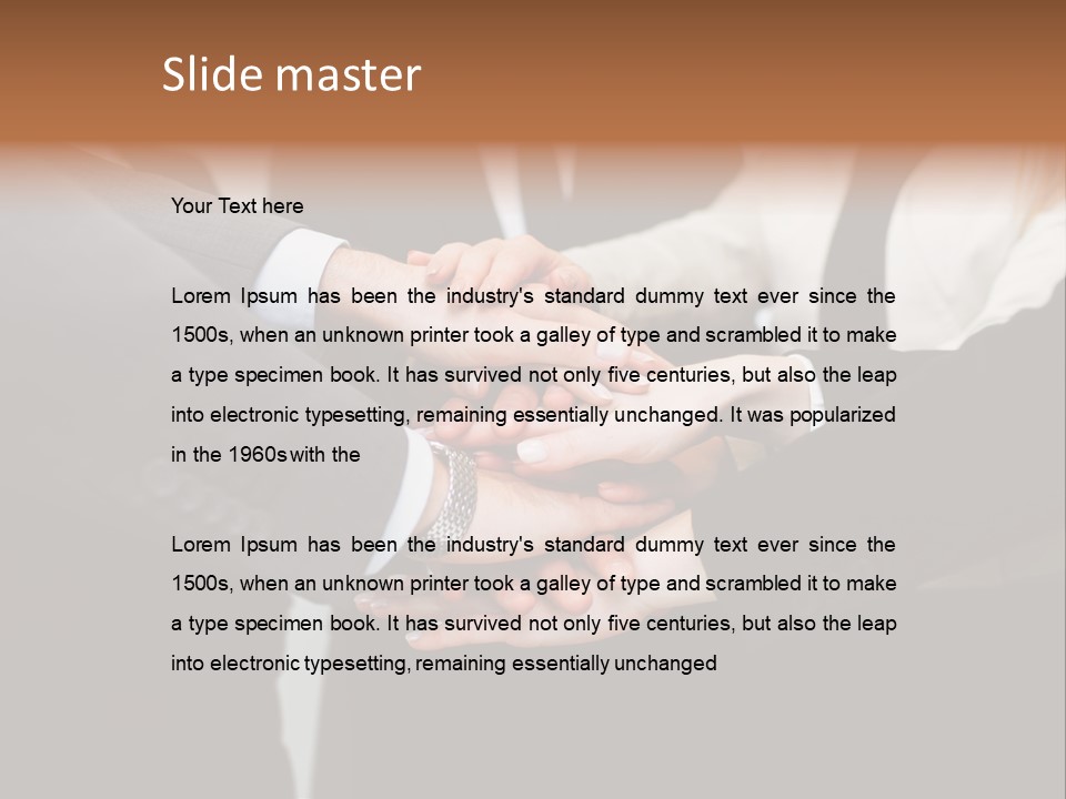 A Group Of People Putting Their Hands Together PowerPoint Template