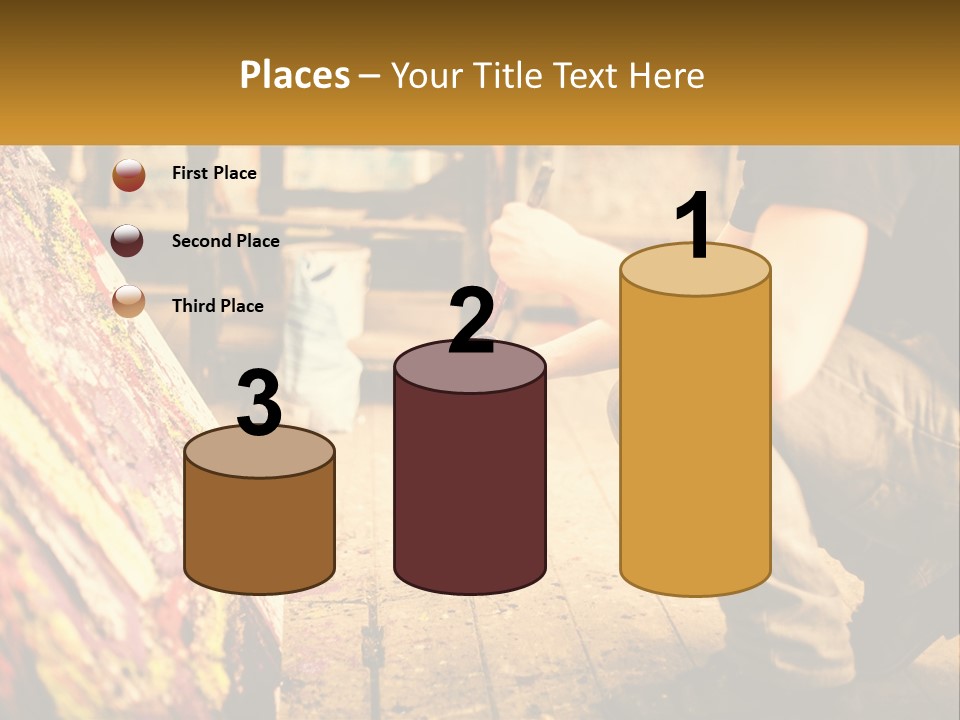 A Man Is Painting A Picture On A Canvas PowerPoint Template