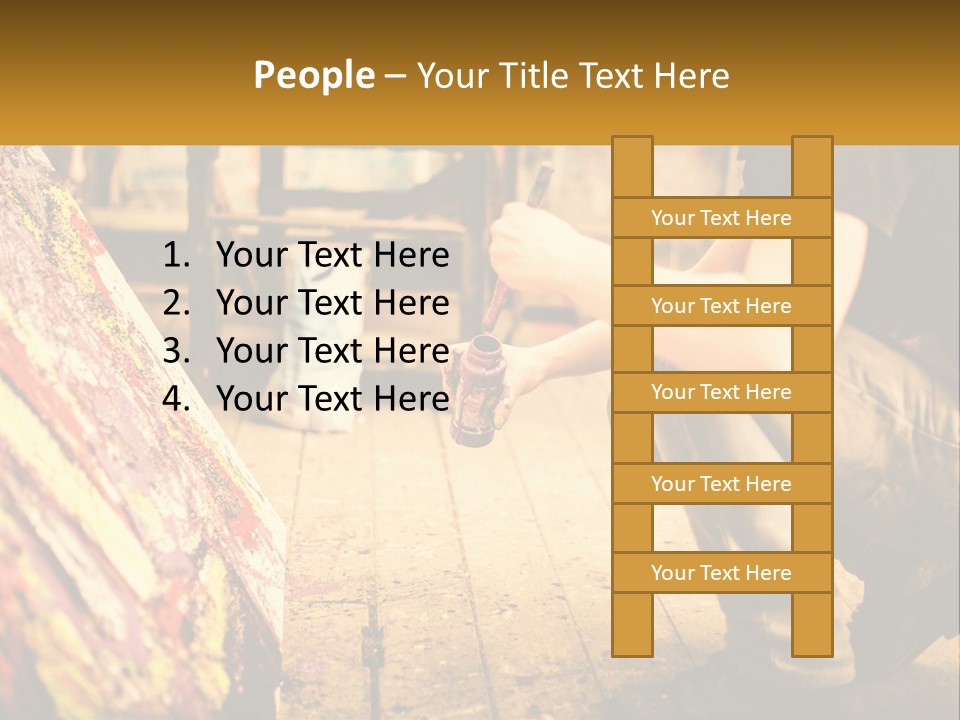 A Man Is Painting A Picture On A Canvas PowerPoint Template