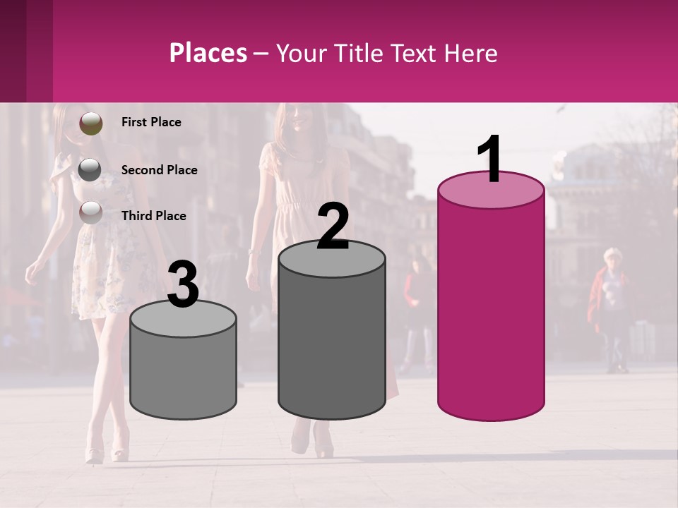 Two Women Walking Down A Street Holding Shopping Bags PowerPoint Template