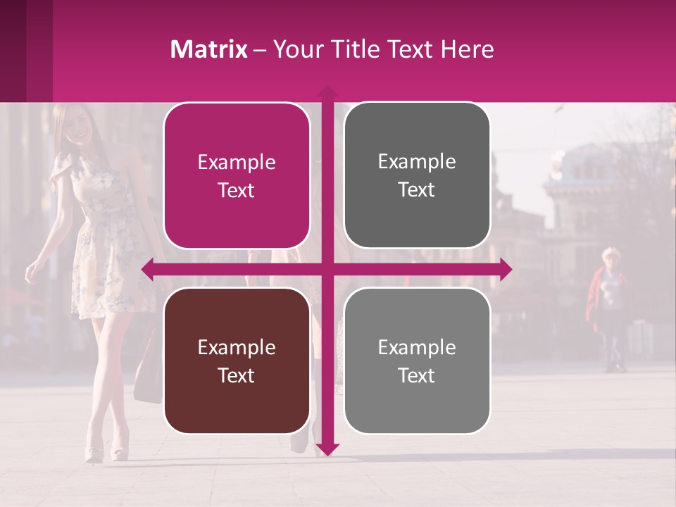 Two Women Walking Down A Street Holding Shopping Bags PowerPoint Template