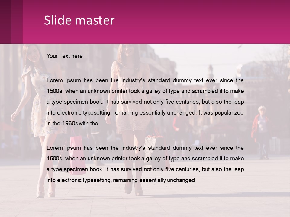 Two Women Walking Down A Street Holding Shopping Bags PowerPoint Template