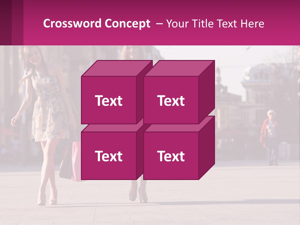 Two Women Walking Down A Street Holding Shopping Bags PowerPoint Template