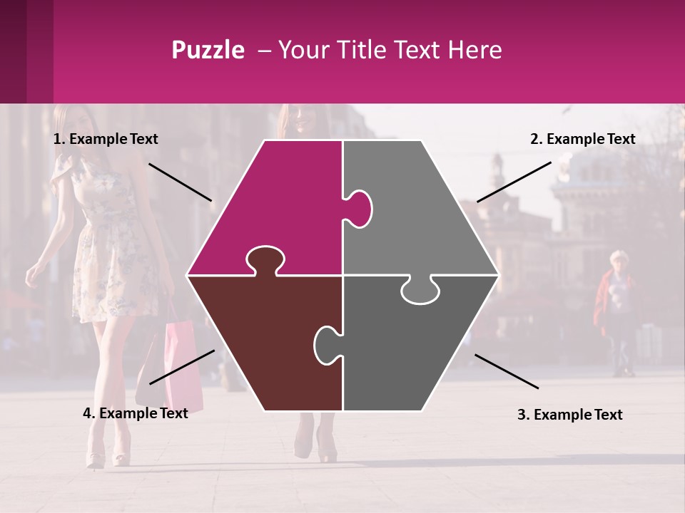 Two Women Walking Down A Street Holding Shopping Bags PowerPoint Template