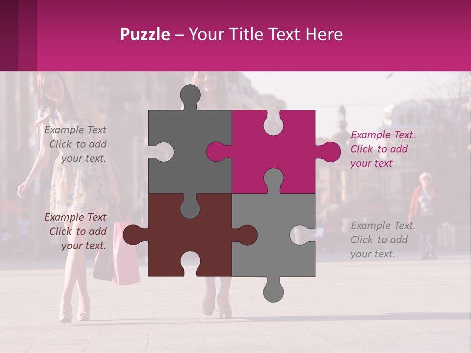 Two Women Walking Down A Street Holding Shopping Bags PowerPoint Template