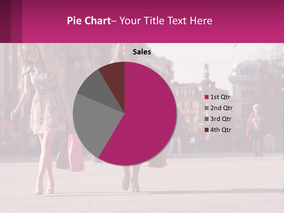 Two Women Walking Down A Street Holding Shopping Bags PowerPoint Template