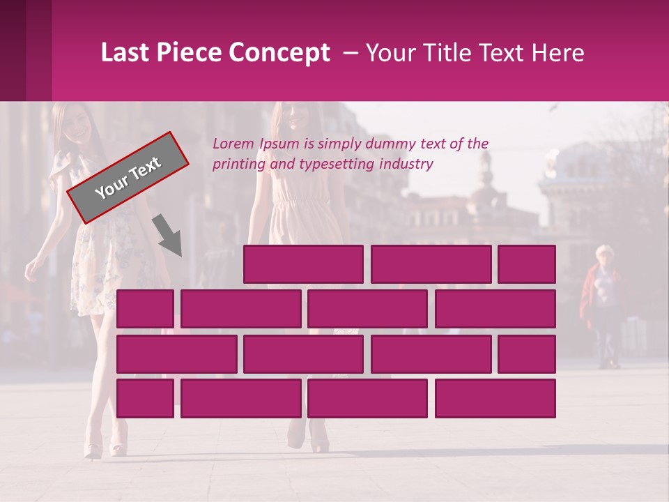 Two Women Walking Down A Street Holding Shopping Bags PowerPoint Template